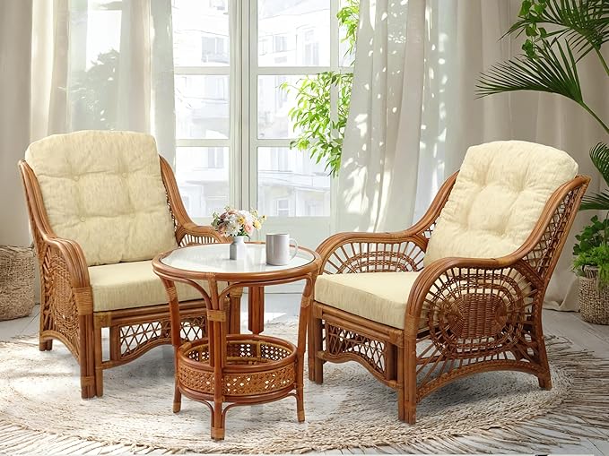 Malibu Lounge Living Accent Armchair Natural Rattan Wicker Handmade Design