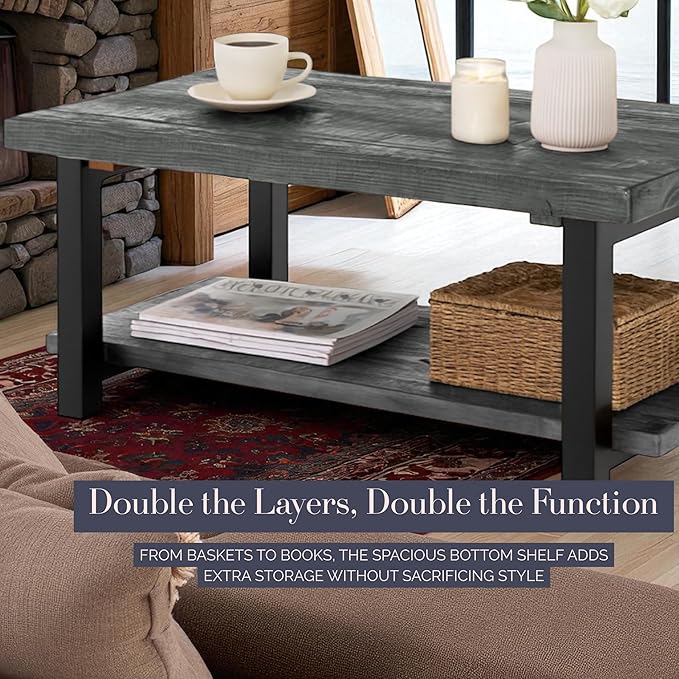 Pomona 42-Inch Rectangular Solid Wood Coffee Table