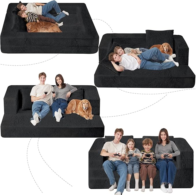Futon Sofa Bed with Pillow, 3-in-1 Sleeper Sofa Bed with Removable Cover