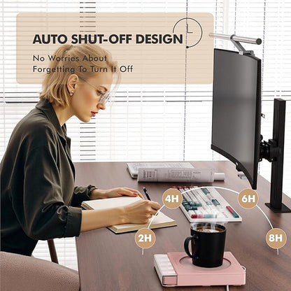 2026 New Smart Coffee Mug Warmer for Desk, Electric Cup Warmer with Auto Shut Off & Timer, 4 Temp Settings, Fast Heating Plate for Coffee, Tea, Candle Warmer, Smart Gift for Office & Home Use(Pink)