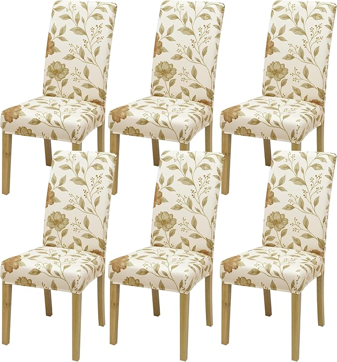 BIETYONE Stretch Dining Chair Covers Set of 6, Soft Removable Washable Kitchen