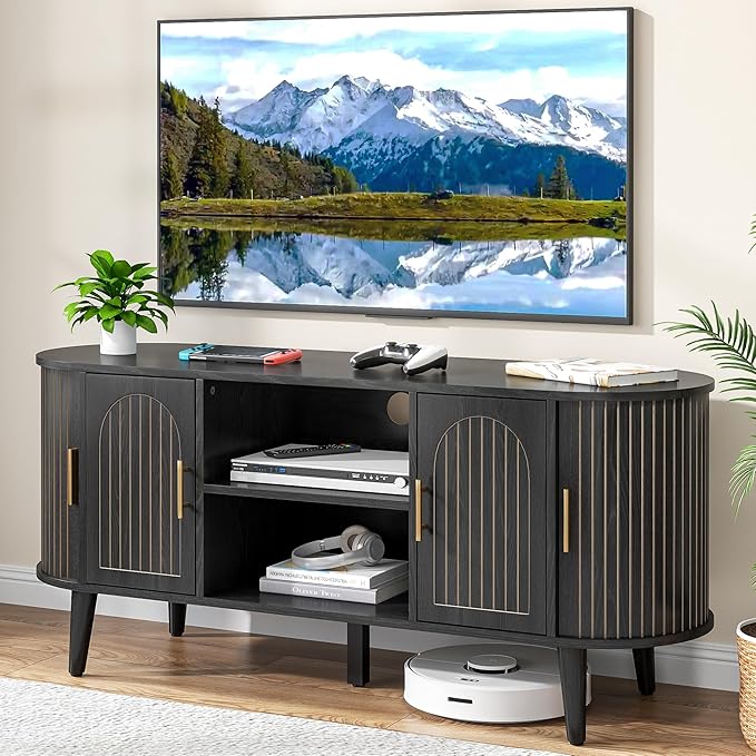 51" Fluted TV Stand, Mid-Century Modern Entertainment Center