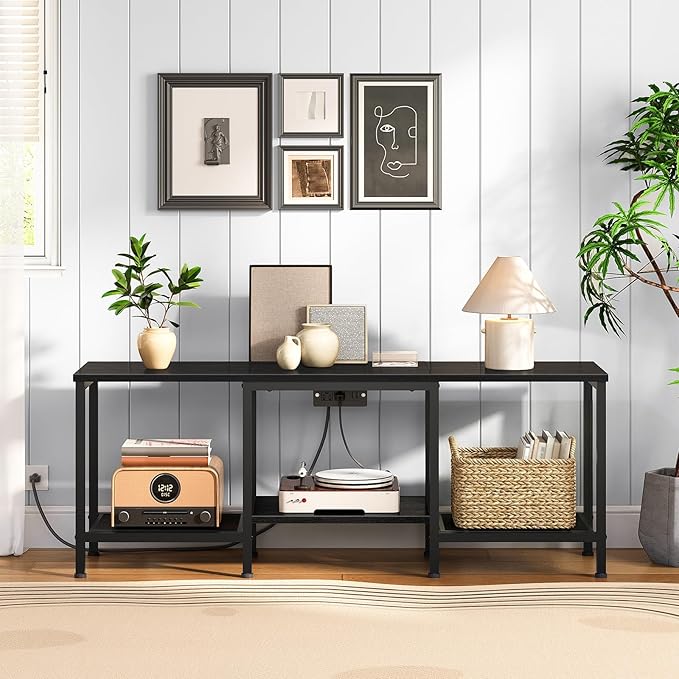 HOOBRO TV Stand with Charging Station to 55 Inches, LED Entertainment Center