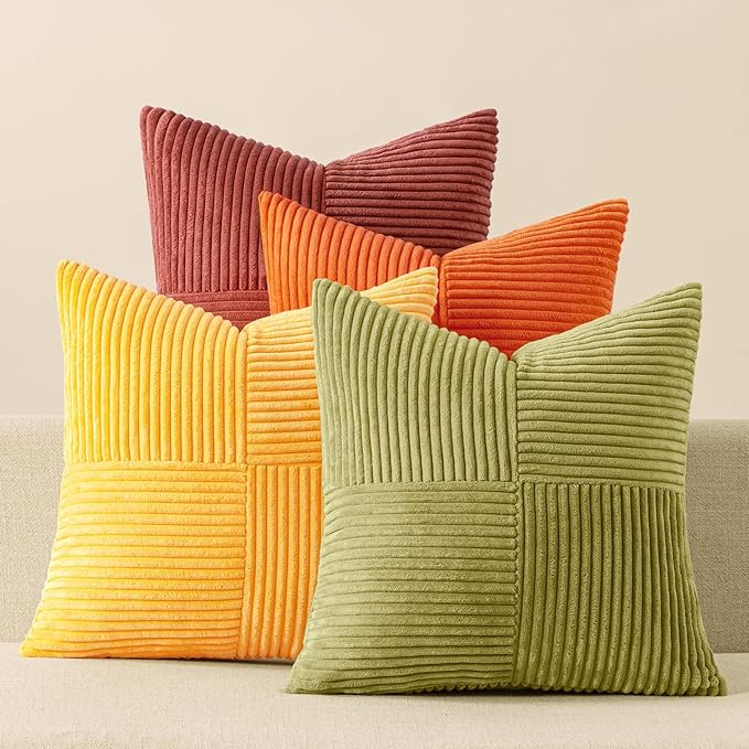 MIULEE Yellow Orange Rust Throw Pillow Covers 20x20 Inch 4 Packs Boho Farmhouse