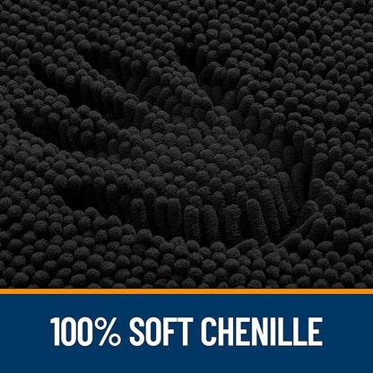 OLANLY Toilet Rugs U-Shaped 20x20, Extra Soft Absorbent Chenille Contour Bathroom Rugs for Toilet, Dry Quickly, Machine Washable, Non-Slip Bath Mat, Black