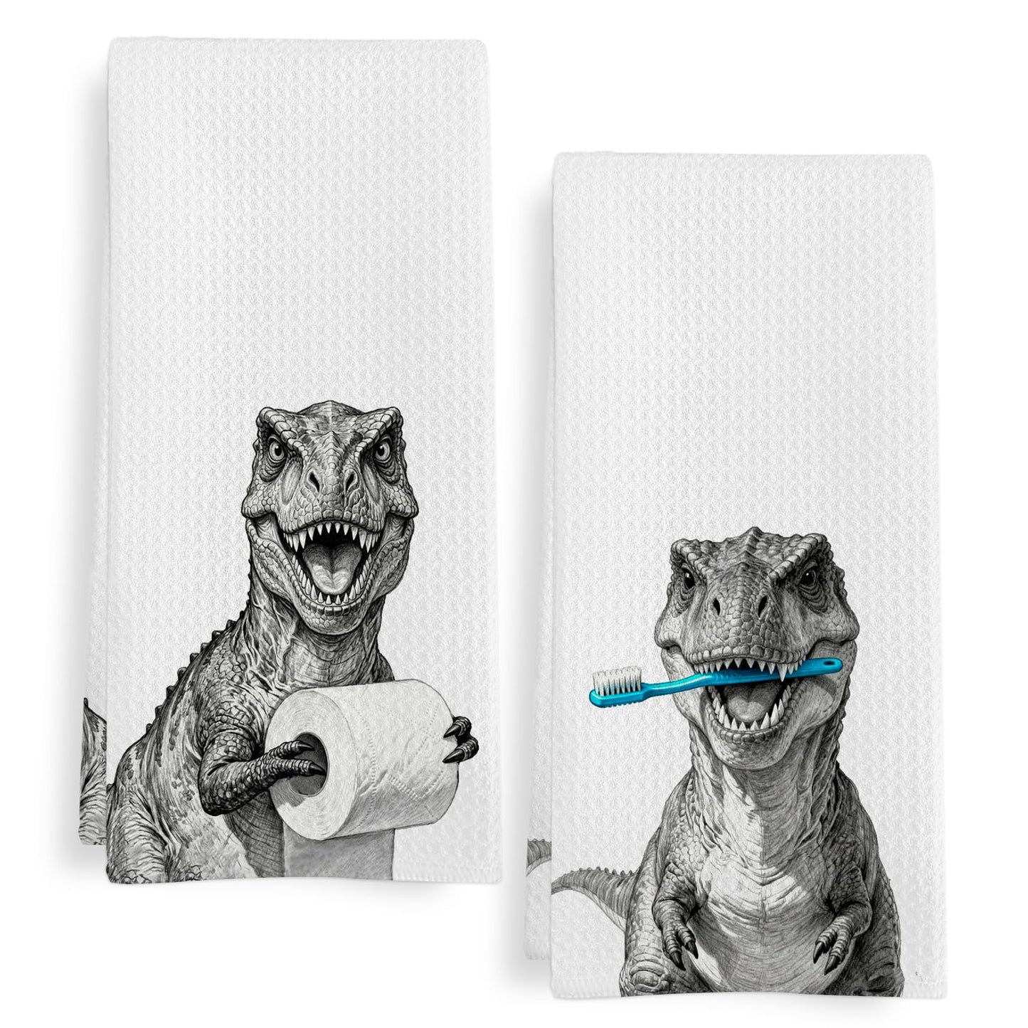 GWFSJYU Funny Boys Dinosaur Gifts Hand Towel Bathroom Decor, Boys Kids Dino Hand Towel for Bathroom Kitchen Washroom Decor, Dinosaur Dish Tea Towels, 16x24 Inch