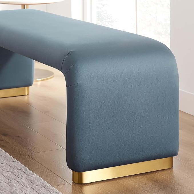 Modway EEI-6734-BRA-CAB Koda Performance Velvet Waterfall Long Bench, Brass