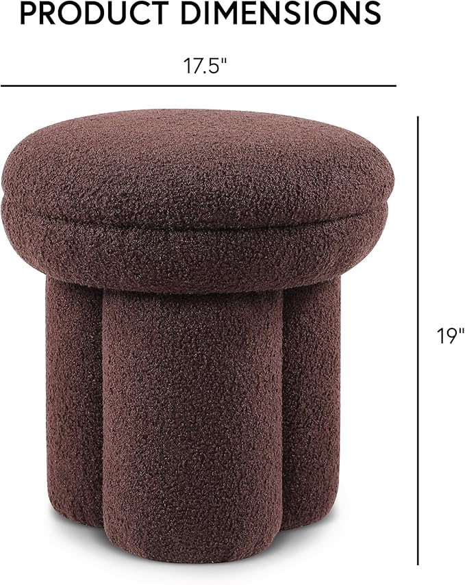 Furniture of America Rami Modern 17.5-inch Mushroom-Shape Upholstered Ottoman
