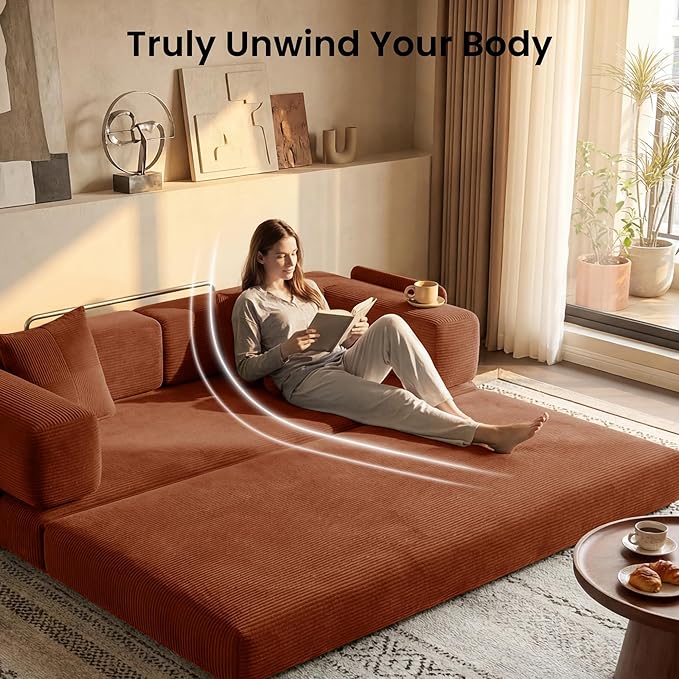 78.8" Convertible Futon Sofa Bed, Corduroy Futon Couch