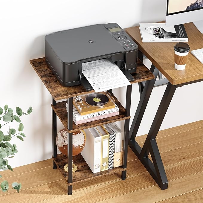 Asgolion Tall End Table with Charging Station, Skinny Nightstand with USB Ports