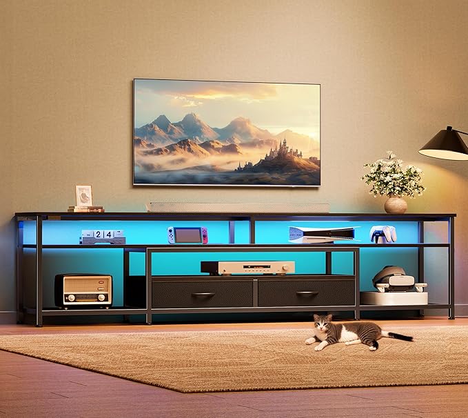 Huuger 79 Inch TV Stand for 85, 90 Inch TV, Entertainment Center