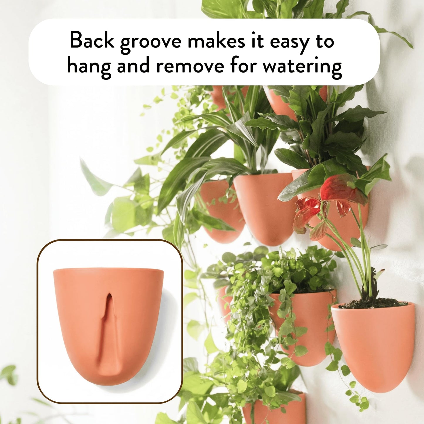 Make Good PlantPod Luxe - Self-Watering Wall Planters (Set of 6, Terracotta) - Easy to Water and Install - Lightweight - Design Your Own Vertical Garden - Wall Planters for Indoor Plants