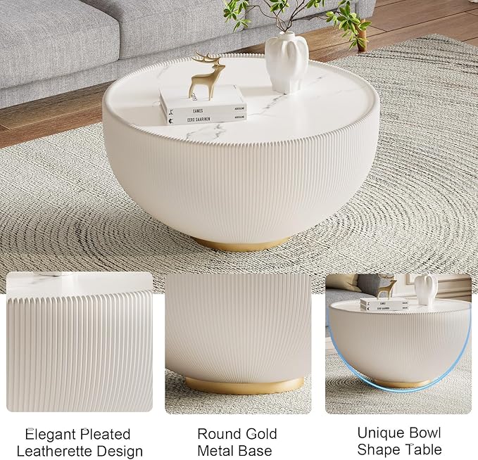SSLine Bowl-Shape Coffee Table Set of 2 Modern Sintered Stone Top Nesting