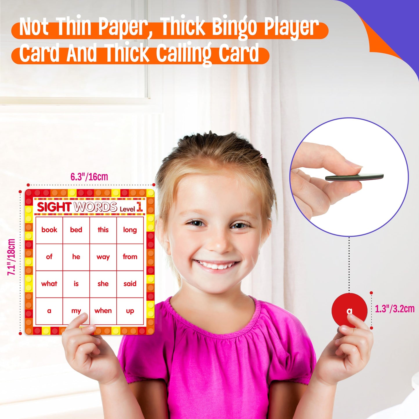SpriteGru Sight Word Bingo Game, 120 Sight Words Learn to Read Level 1 & Level 2 Bingo Board Game Dolch's & Fry's Words Lists for Kindergarten and Preschool Kids 4-8, Perfect for Classroom & at Home