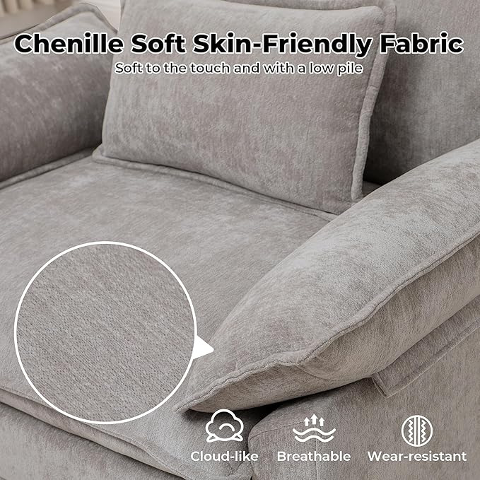 Oversized Accent Chair, Modern Chenille Cloud Sofa Chair
