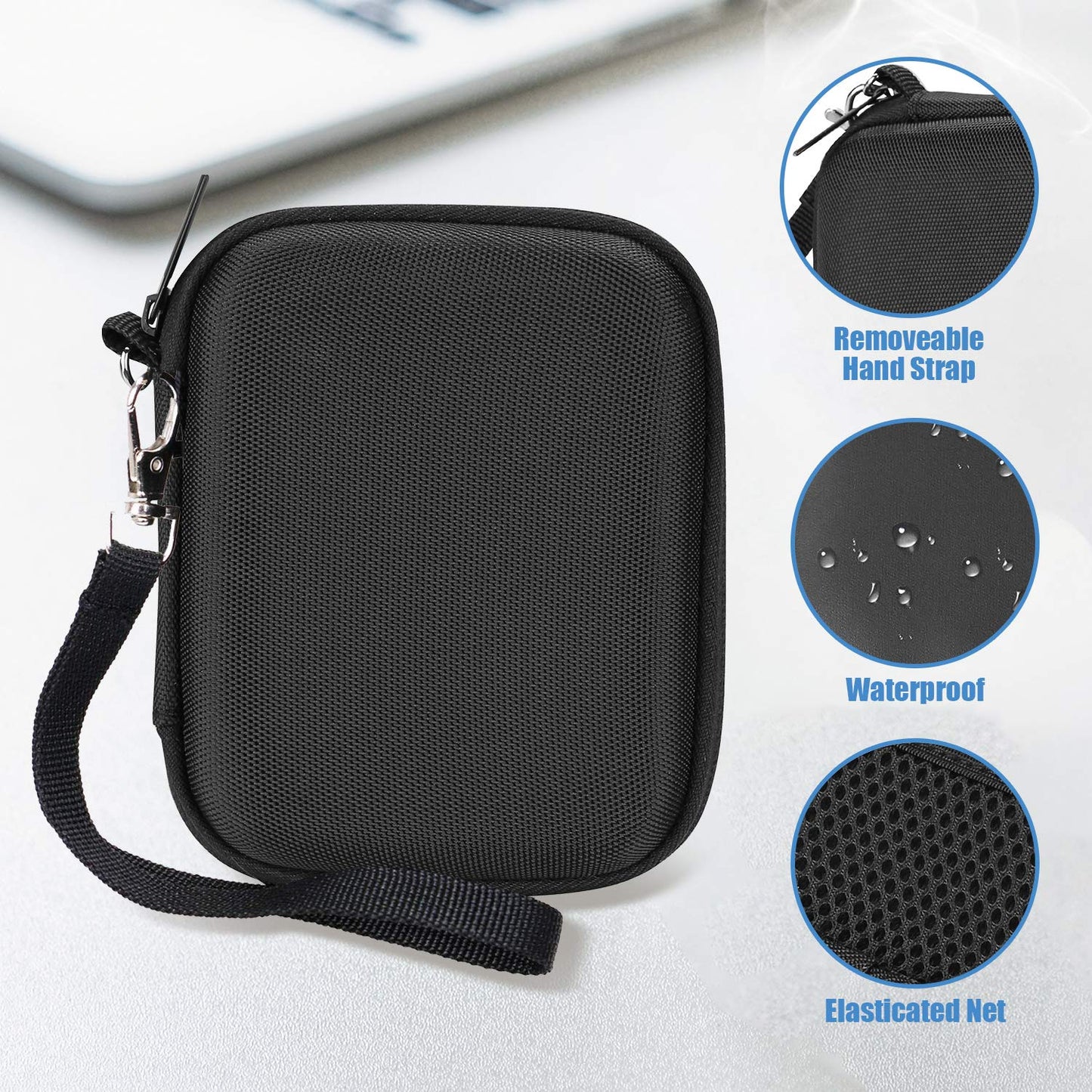 ProCase Hard Carrying Case Compatible for Samsung T7/ T7 Touch Portable SSD with 2 Cable Ties, Shockproof Travel Organizer for 500GB 1TB 2TB USB 3.2 External Solid State Drives -Black