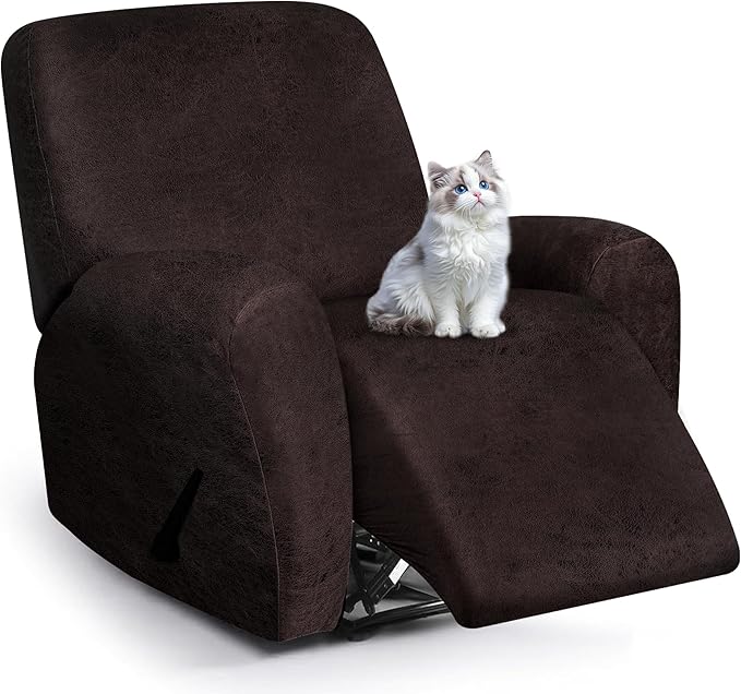 ANARACHON Leather Look Recliner Chair Covers, 4-Pieces Stretch Recliner Cover