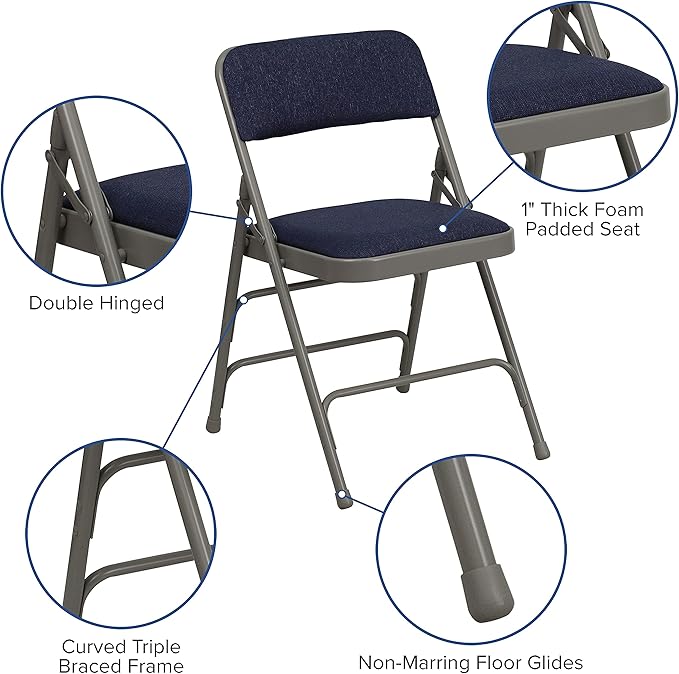 Flash Furniture 2 Pack HERCULES Series Curved Triple Braced & Double Hinged