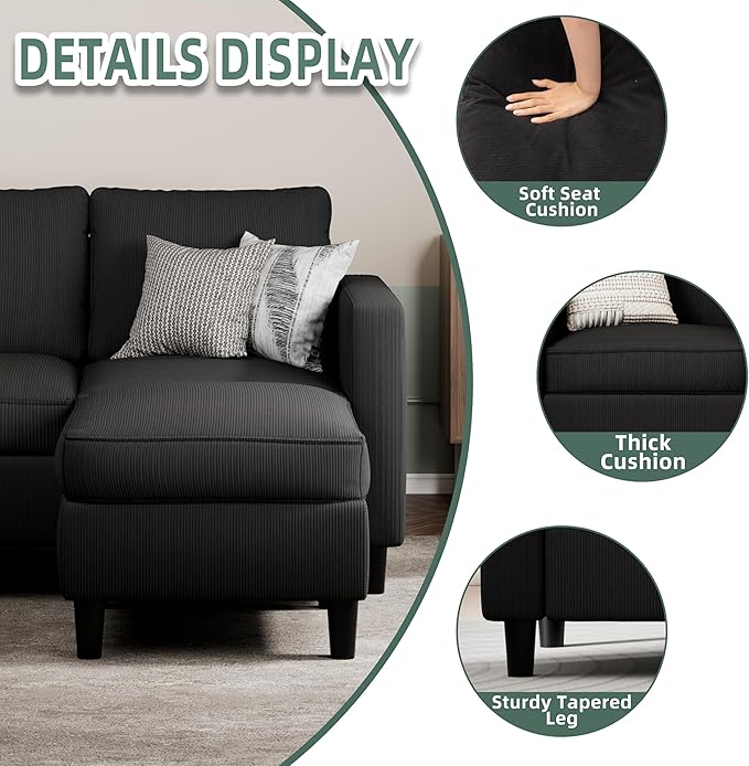 SUNLEI L-Shaped Sectional Sofa, Sectional Couches