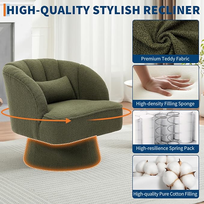 Garvee Ultra-Plush Swivel Accent Chair, 360° Barrel Lounge Chair