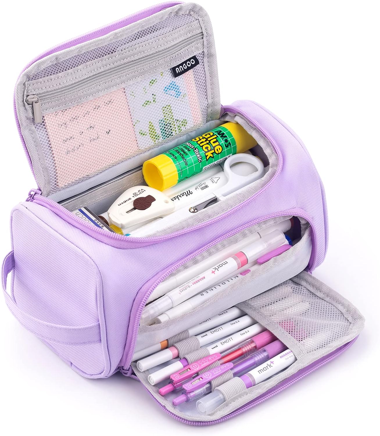 HVOMO Big Capacity Pencil Case High Large Storage Pouch Marker Pen Case Travel Simple Stationery Bag School College Office Organizer for Teens Girls Adults Student（N Purple）