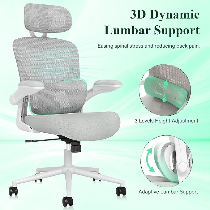 SUNNOW Ergonomic Office Chair, Comfy Mesh Desk Chair, High Back Computer Gaming