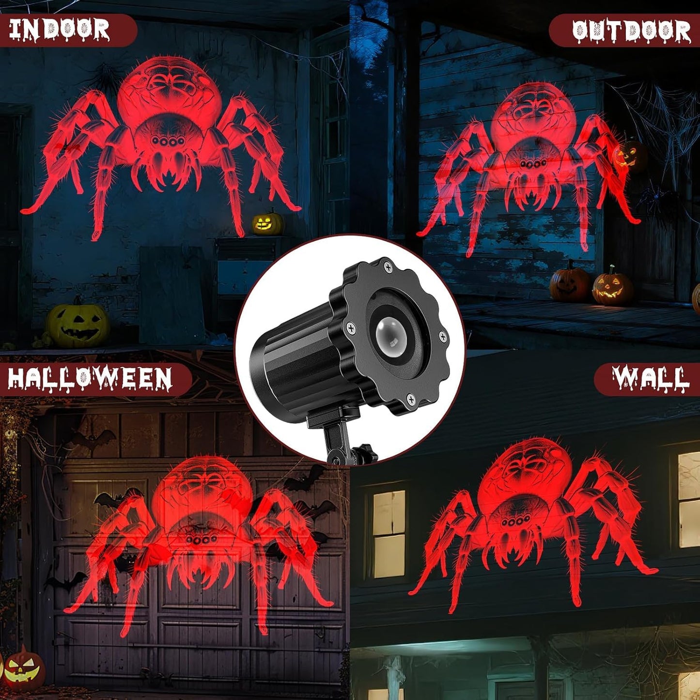 Halloween Decorations Outdoor Indoor - 3D Dynamic Red Halloween Projector Lights,Waterproof Holiday Light for Window,Ground