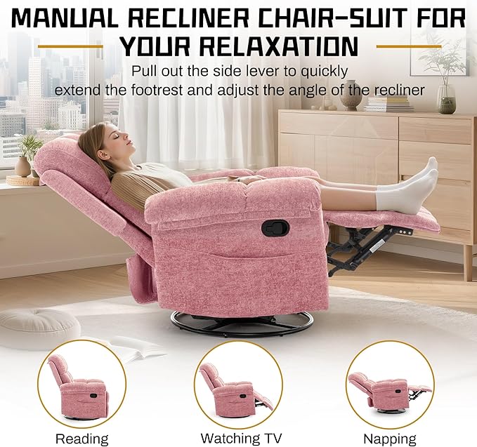 Korser Recliner Chair, Swivel Rocker Recliner Chair