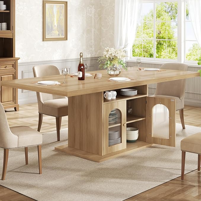 HSH Dining Table for 4–6, 63 Inch Wood Farmhouse Kitchen Table