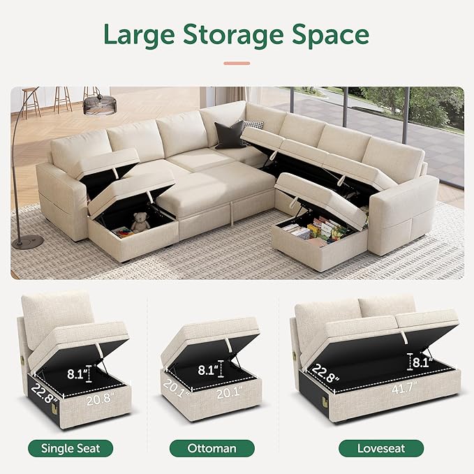 HONBAY Modular Sectional Sleeper Sofa