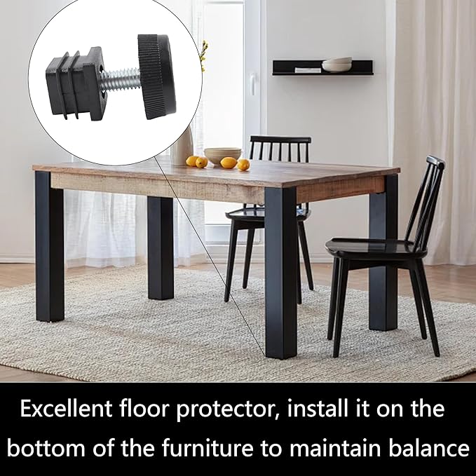 8Pcs Adjustable Leveling Feet, Square Insert Kit, Furniture Glide Leveler