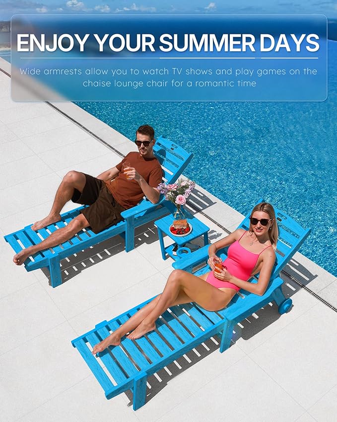 Patio Chaise Lounge Chair Set of 2, Oversize Lounge Chairs