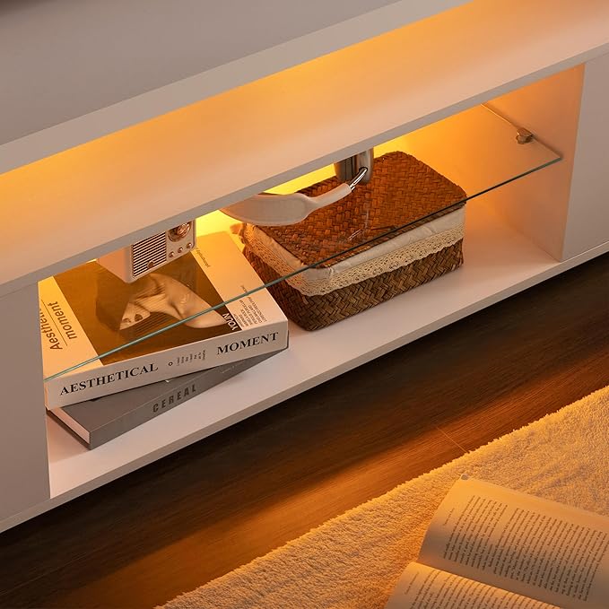 Cubehom White TV Stands for Living Room LED TV Stand Modern TV Stand