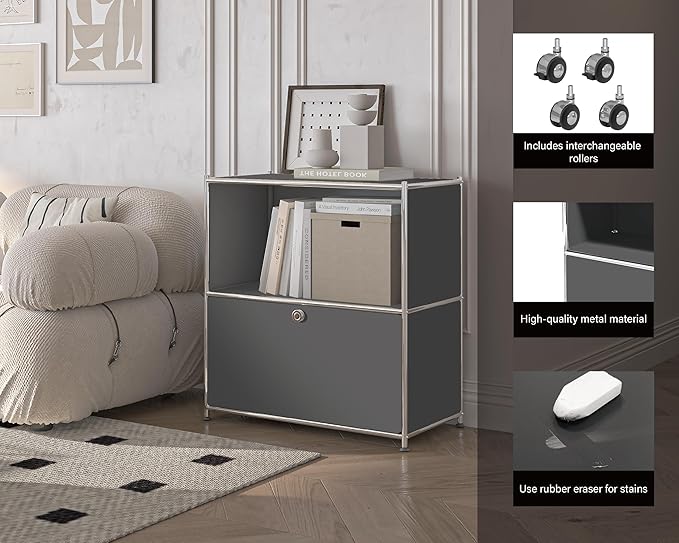 32.5-Inch Flip-Top Side Table & Buffet Cabinet