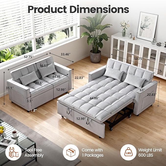 Convertible Sleeper Sofa Bed, Loveseat Sleeper Sofa