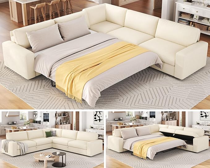 AMERLIFE 106" Oversized Sofa Bed, Sectional Sleeper Sofa