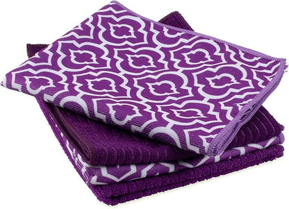 DII Cleaning Collection Multi-Purpose Microfiber, Eggplant Lattice, Dishtowel