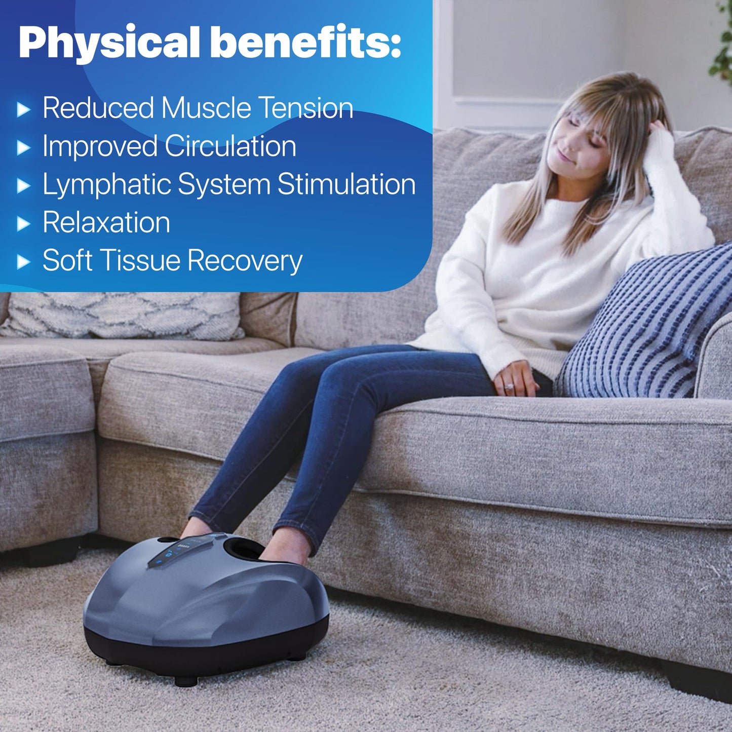 MIKO Foot Massager Machine with Deep-Kneading, Compression, Shiatsu, and Heat for Plantar Fasciitis, Neuropathy - Fits up to Men Size 12