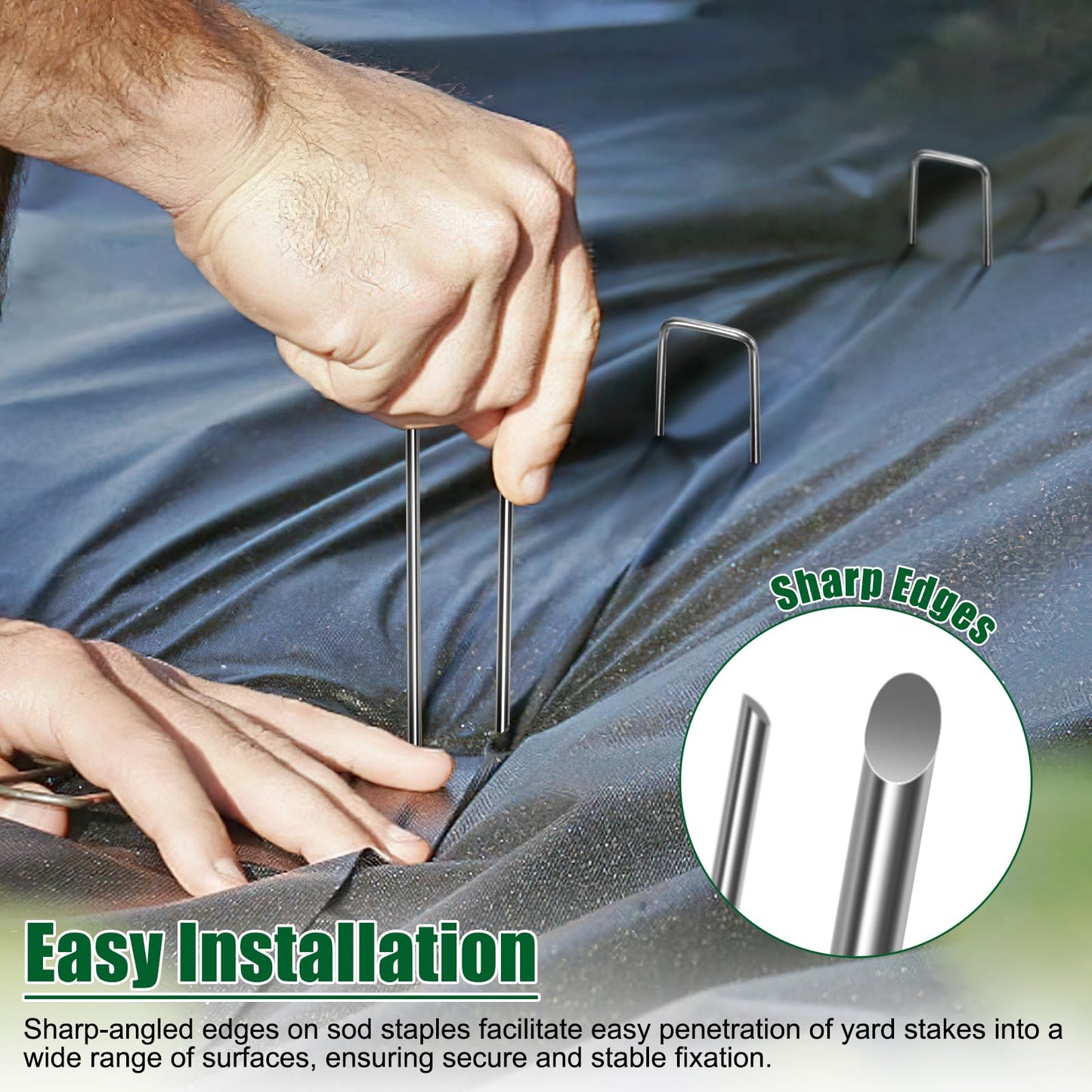 OUPSAUI 12 Inch Galvanized Landscape Staples Stakes, 25/50/100/200pcs Garden Metal Stakes for Weed Barrier Fabric, Fence Stakes, Tent Stakes, Christmas Decorations (25pcs)