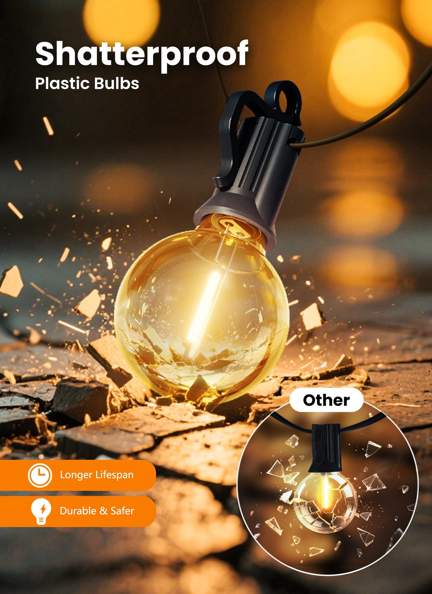 SmartDawn Outdoor String Lights, 159FT 77 LED Bulbs String Lights, IP65 Waterproof Connectable G40 Outside Patio Light for Backyard Porch Balcony Garden Decor Christmas Camping Gazebo