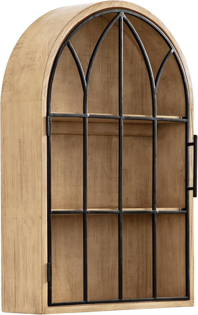Kate and Laurel Megara Decorative Wooden Hanging Arched Wall Cabinet