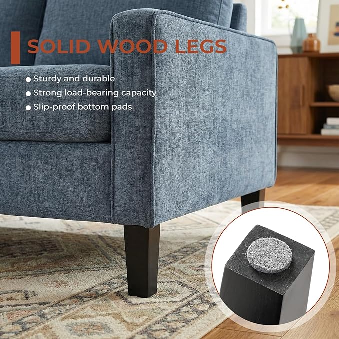 TLSUNNY Mid-Century Accent Chair, Modern Upholstered Chenille Armchair & Padded