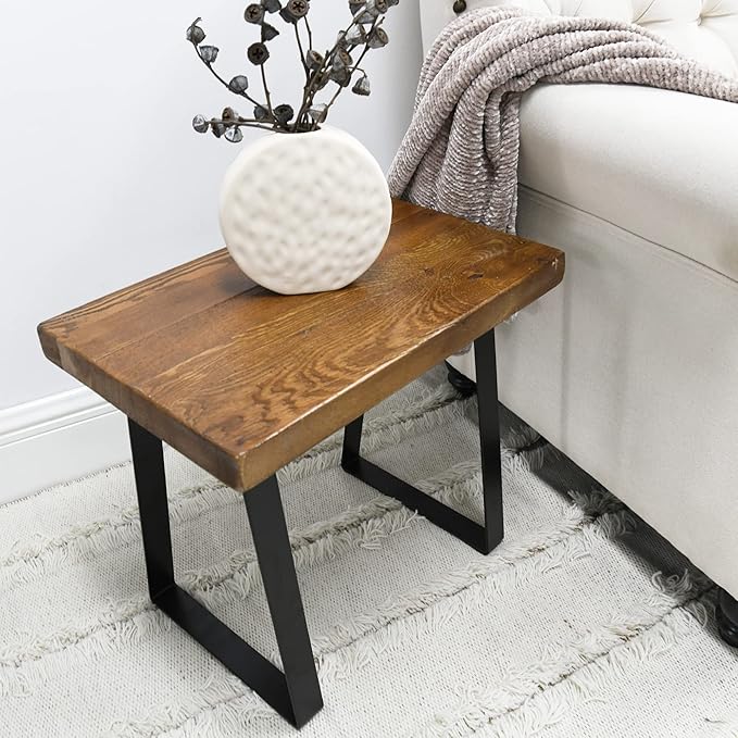 Home Soft Things Natural Old Pine Wood Rectangle Entryway Bench, Sturdy Hand