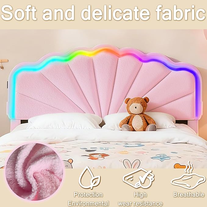 Full Upholstered Bed with 2 Drawers, Charging Station and LED Lighting
