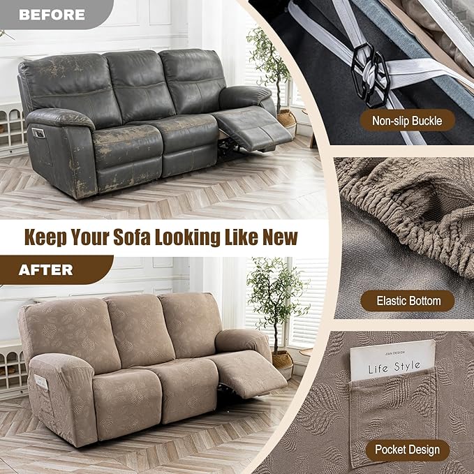 Gennia Recliner Sofa Covers 5 Pieces, Waterproof Sectional Couch Cover Stretch