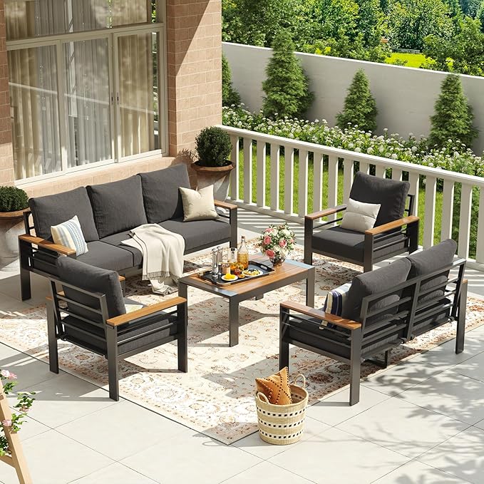 Aoxun Aluminum Patio Furniture Set 7 Seats, Oversized Outdoor Sectional