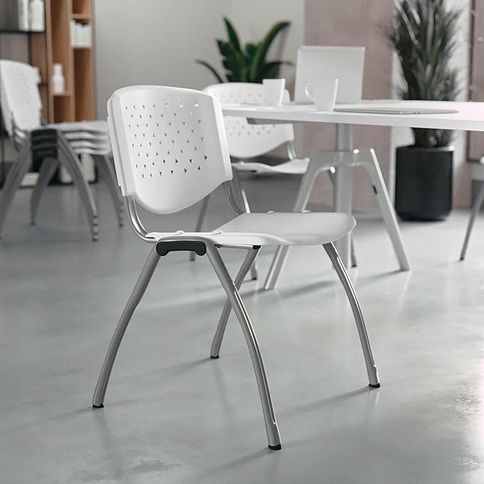 Flash Furniture HERCULES Series 880 lb. Capacity White Plastic Stack Chair
