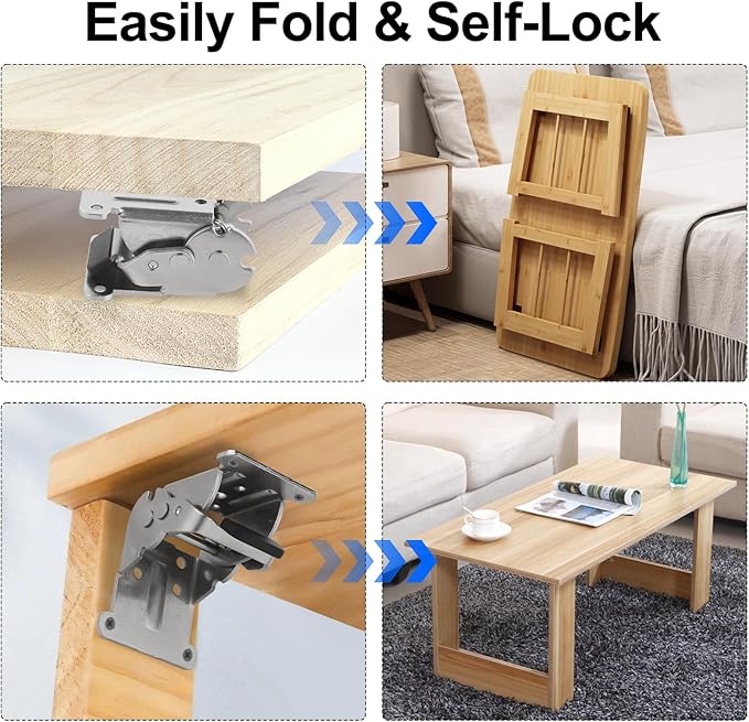Self Locking Hinges Furniture Table Legs Locking Brackets, 90 Degree Folding