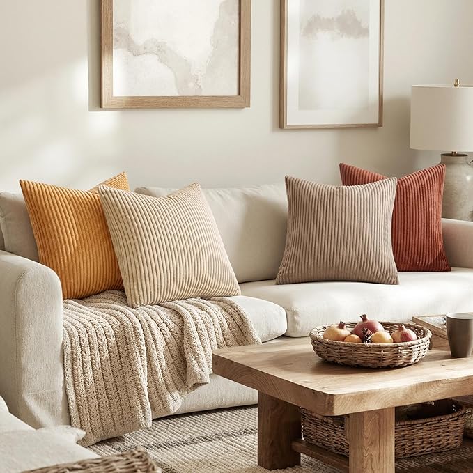 MIULEE Boho Farmhouse Terra Cotta Throw Pillow Covers 18x18 Inch Set of 4
