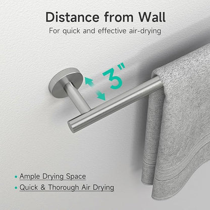 USHOWER Brushed Nickel Bathroom Hardware Set, Modern 18-Inch Towel Bar Set Wall Mounted, Durable SUS304 Stainless Steel Bathroom Accessories Set, 4-Piece